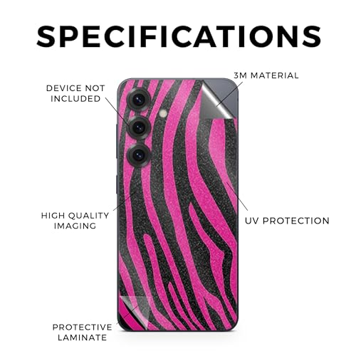 Glossy Glitter Phone Skin Compatible with Samsung Galaxy S25 - Pink Zebra - Premium 3M Vinyl Protective Wrap Decal Cover - Easy to Apply | Crafted in The USA by MightySkins - color: Pink Zebra, size: Galaxy S25 (Full Wrap), style: Glossy Glitter Finish