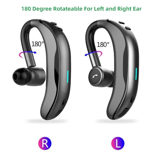 IHAO Bluetooth Earpiece Headphone Dual Noise Cancelling Mic Painless Open-Ear Handsfree Headset Stereo Sound Left/Right Changeable Earhook Earphones for Driving/Business/Gym-Single Ear F600 Black - color: Single Ear Headphone F600 Black