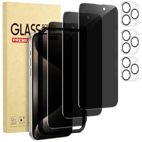 3+3Pk for iPhone15 Pro Max Privacy Screen Protector,Alignment Frame - size: for iPhone 15 Pro Max