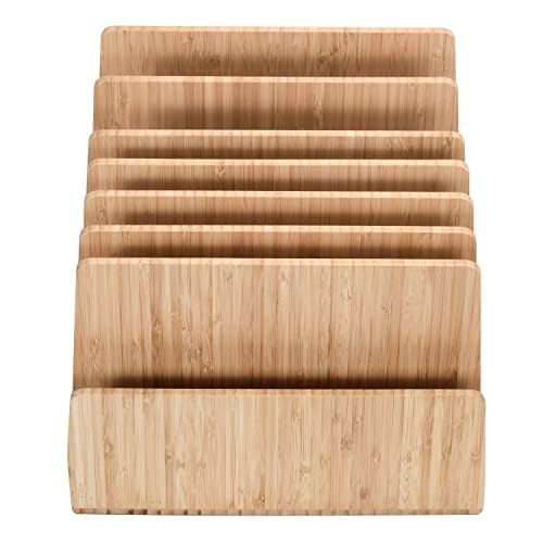 MobileVision Bamboo Device Organizer for Smartphones, Tablets and Laptops, 7 Slots With Extra Wide Slots for Laptops - color: 7 - Slot Stand