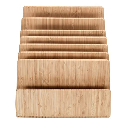 MobileVision Bamboo Device Organizer for Smartphones, Tablets and Laptops, 7 Slots With Extra Wide Slots for Laptops - color: 7 - Slot Stand