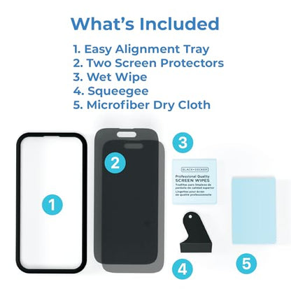 BLACK+DECKER 2 Pack Privacy Screen Protector for iPhone 14 Pro, Anti-Spy - size: Privacy_iPhone 14 Pro