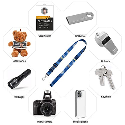 Phone Lanyards, Wrist Lanyards, Adjustable Neck Strap Starry Night - color: blue