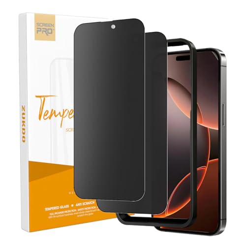 2 Pack for iPhone 16 Pro 6.3" Matte Privacy Screen Protector Anti-glare Anti-spy Tempered Glass Film Anti-fingerprint Easy Installation - size: iPhone 16 Pro