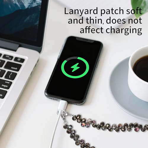Phone Charm Detachable Metal Cellphone Wrist Strap for Women Girls, Cell Phone Lanyard - color: Bb-black