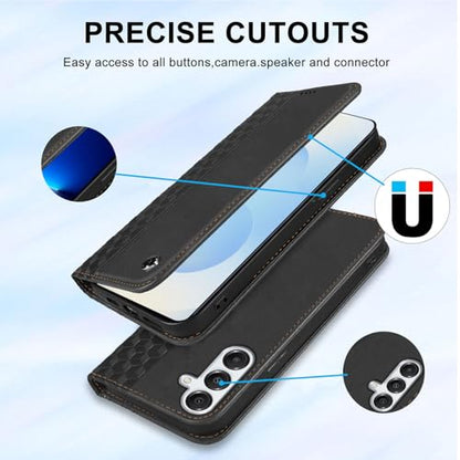 Wallet Case for Samsung Galaxy S25 FE 5G - PU Leather Flip Cover with Card Holder Slots, Strong Magnetic Folio Kickstand Phone Case, Black - color: Black, size: Samsung Galaxy S25 FE 6.7"