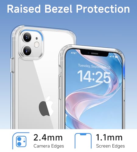 USLAI Case for iPhone 11, Anti-Yellowing, Crystal Clear Back, Shockproof & Military‑Grade Drop Protection - Transparent - color: Clear, size: iPhone 11