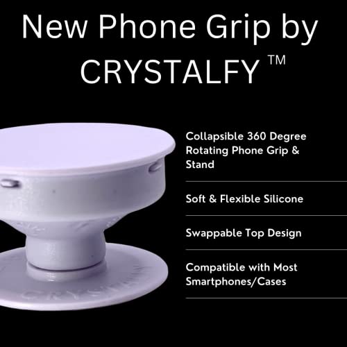 Grips by CRYSTALFY Crystal Phone Grip Holder & Expanding Kickstand-Natural Gemstone Swappable Top Accessory Compatible with iPhone, iPad, Kindle & Mobile Devices (White Replacement Grip, Adhesive) - color: White Replacement Grip, style: Adhesive
