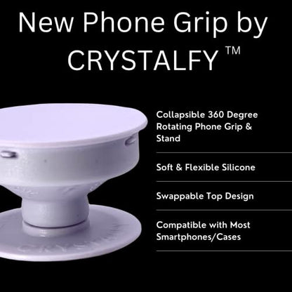 Grips by CRYSTALFY Crystal Phone Grip Holder & Expanding Kickstand-Natural Gemstone Swappable Top Accessory Compatible with iPhone, iPad, Kindle & Mobile Devices (White Replacement Grip, Adhesive) - color: White Replacement Grip, style: Adhesive