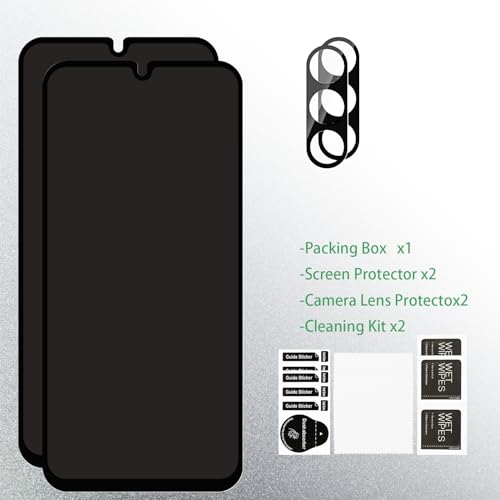 Privacy Screen Protector for Samsung Galaxy A15 + Lens Protector - size: Samsung Galaxy A15