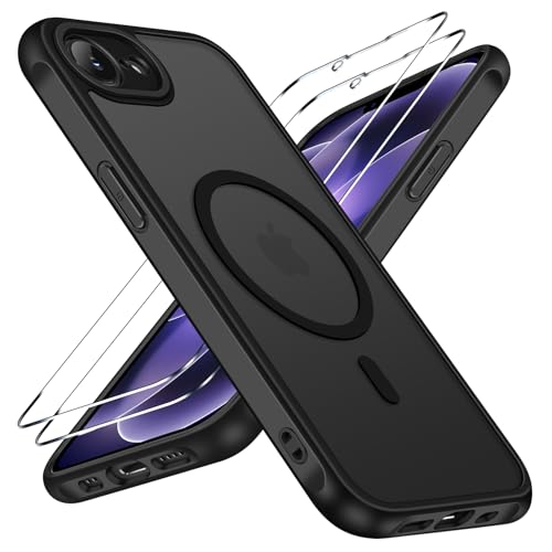 ivoler 3-in-1 Magnetic Case for iPhone 17e/16e 6.1'' with 2 Pack Screen Protector, [MagSafe Compatible] [Military Grade Drop Protection] Slim Translucent Shockproof Phone Cover- Black - color: Black, size: iPhone 17e/16e 6.1''