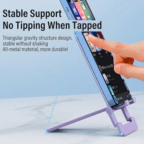 Cell Phone Stand for Desk Foldable Ultra Slim Aluminum,Purple - color: Purple