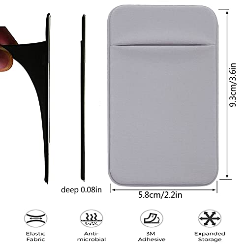 4 Pack Cell Phone Card Holder with Adhesive Sticker for Back of Phone, Stretchy Fabric Card Sleeves ID Credit Card Pocket Stick On Wallet for Android Smartphones