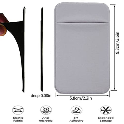 4 Pack Cell Phone Card Holder with Adhesive Sticker for Back of Phone, Stretchy Fabric Card Sleeves ID Credit Card Pocket Stick On Wallet for Android Smartphones