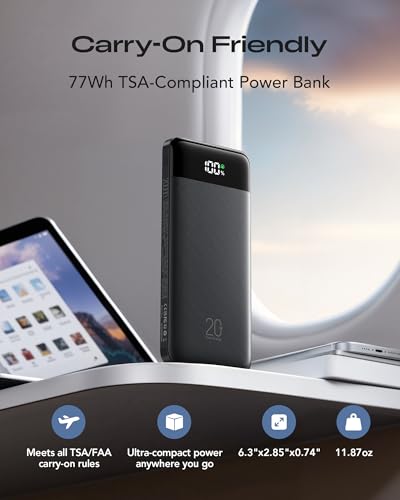 Orfeika 20000mAh Power Bank, Portable Charger with 4 Built-in Cables - color: Black