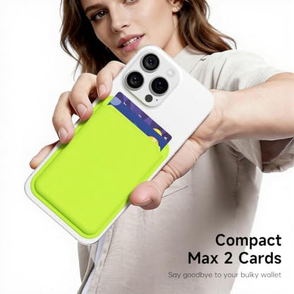 LoeoeL Magnetic Phone Wallet Compatible with Magsafe Wallet, Silicone ID Credit Card Holder Wallets for Back of Phone Pocket, Slim Thin Pouch Sleeve Mag Safe Wallets for iPhone Samsung, Neon Green - color: Neon Green