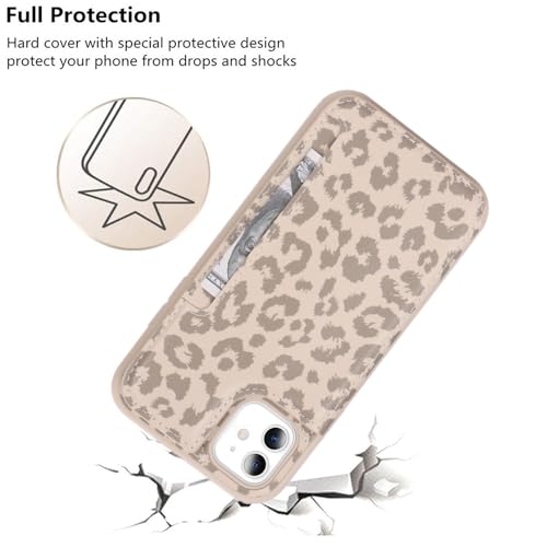 iCoverCase Compatible with iPhone 11 Case with Card Holder, Wallet Phone Case for Women Men RFID Blocking PU Leather Protective Case 6.1 Inch (Beige Leopard) - color: Beige Leopard