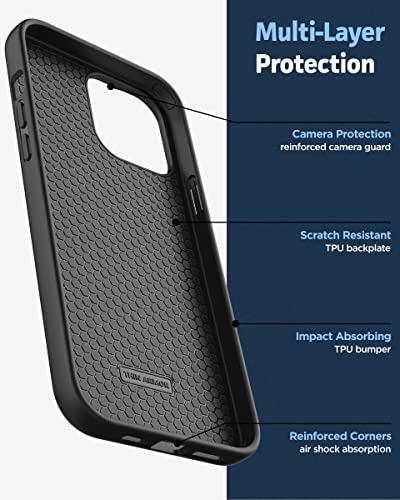 Encased Thin Armor Designed for iPhone 14 Belt Clip Case, Slim Fit Phone Case with Holster (Matte Black) - size: iPhone 14