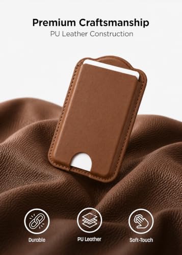 ENCASED Magnetic Wallet for Samsung Phones (Compatible with MagSafe) Premium PU Leather Slim Card Holder Designed for Galaxy S26, S26 Plus, S26 Ultra (Brown) - color: Brown