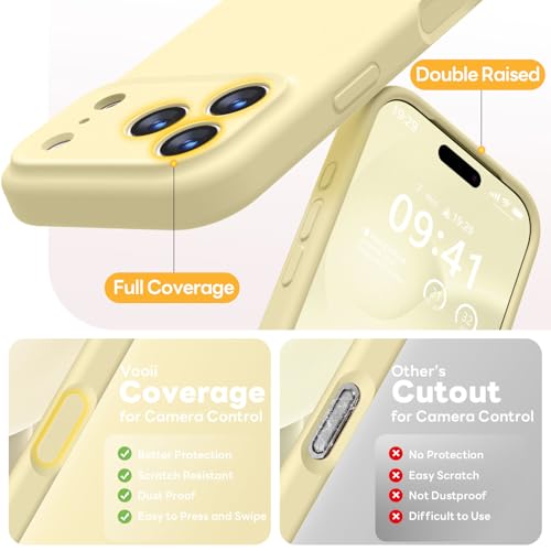 Vooii Magnetic for iPhone 17 Pro Max Case, Compatible with Magsafe (Premium Liquid Silicone) (Integrated Camera Control Button) Full Body Protective Anti-Scratch Microfiber Lining, Creamy Yellow - color: Creamy Yellow, size: iPhone 17 Pro Max