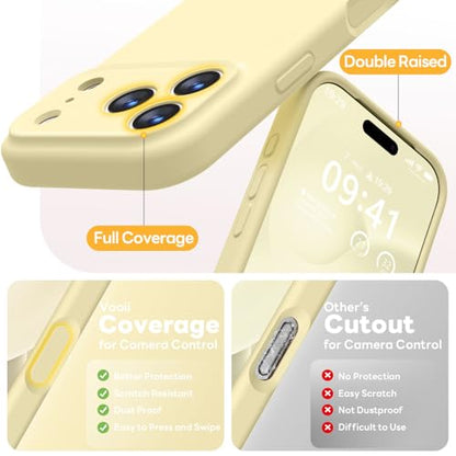 Vooii Magnetic for iPhone 17 Pro Max Case, Compatible with Magsafe (Premium Liquid Silicone) (Integrated Camera Control Button) Full Body Protective Anti-Scratch Microfiber Lining, Creamy Yellow - color: Creamy Yellow, size: iPhone 17 Pro Max