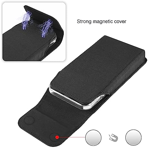 Nylon Cell Phone Holster Belt Clip Case Pouch Holder for Motorola Moto G Power 5G 2025 2024 G Play 2023 G Stylus 5G 2022 2021 G Pure One 5G Galaxy S21 Ultra A14 A05 A06 A13 A23 (Fits Protective Cover)