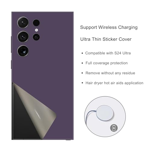 2 Pack Skin Wraps Compatible with Samsung Galaxy S24 Ultra (Dark Purple) - color: Dark Purple