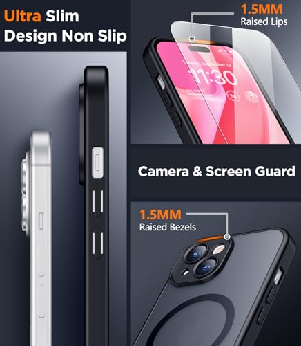 SPIDERCASE Magnetic for iPhone 15 Case, Black - color: Black, size: Iphone 15 6.1''