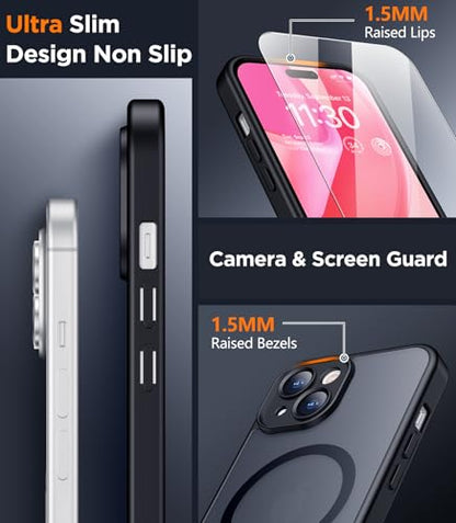 SPIDERCASE Magnetic for iPhone 15 Case, Black - color: Black, size: Iphone 15 6.1''