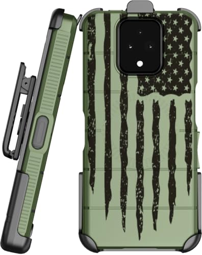 Case and Holster Combo for Sonim XP Pro 5G - Army Green Rugged USA Flag | Compatible with MagSafe, Magnetic, Rugged Cover, Enhanced Grip, with Belt Clip Holder, Ratchet Rotation - color: USA Flag