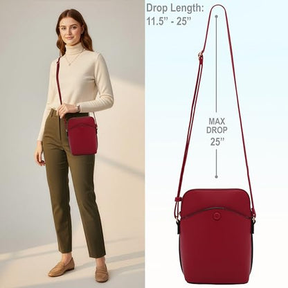 Small Crossbody Bag with Gold Hardware, Mini Shoulder Purse with Adjustable Strap - color: Red