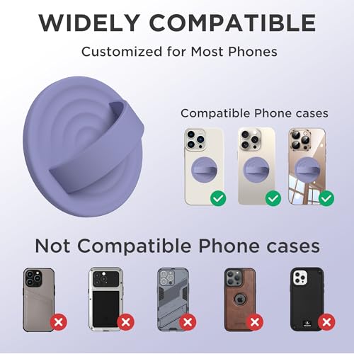 Upgraded Magnetic Phone Grip, Liquid Silicone Soft and Portable, Removable Finger Loop Ring Grip Holder for iPhone, Strong Magnetic Attraction, Compatible with MagSafe Phone Case, Lavender Gray - color: Lavender Gray