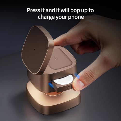 4 in 1 Magnetic Wireless Charging Station,15W Fast Charging with Night Light for MagSafe Charger Stand,3 in 1 Wireless Charger for iPhone 17/16/15/14/13 Pro Max,Apple Watch & AirPods,Sand Gold - color: Sand Gold