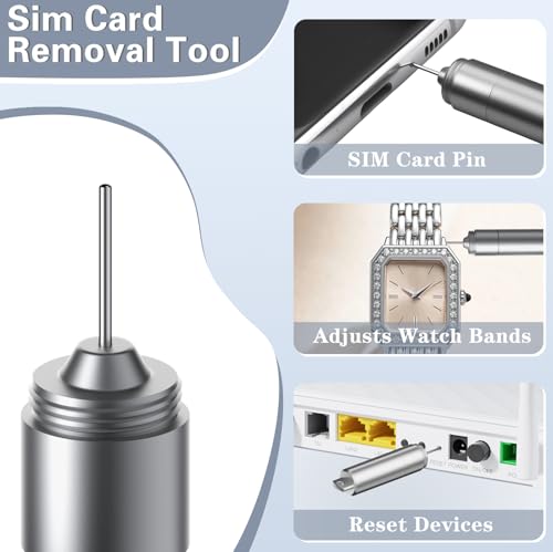 SIM Card Removal Tool - SIM Ejector Pin with Cleaning Brush and Small Carabiner Clip - 2 in 1 EDC Eject Pins Reset Needle for All Cell Phones