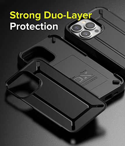 Ringke DX Compatible with iPhone 13 Pro Max, Tough Dual-Layered Military Grade Drop Protection Heavy Duty Frame Bumper Back Cover for 6.7-Inch (2021) - Black