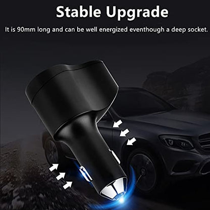 4 in 1 USB C Car Charger, 168W Multi USB Cigarette Lighter Adapter - color: PD3.0+ USB C-C Cable