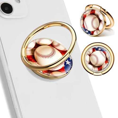 Cell Phone Ring Holder, Cute Phone Ring Grip Stand, 360°Rotation Funny Metal Kickstand Finger Grip American Baseball - color: American Baseball
