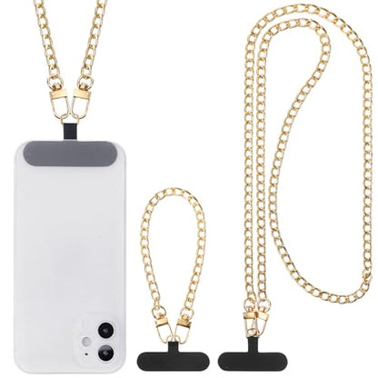 Canlierr 2 Pack Phone Chain Crossbody, with Tether Tab, Gold - color: Gold