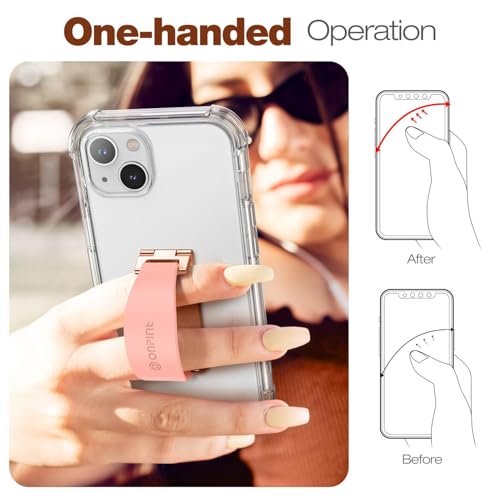 Phone Grip Finger Ring Holder 3.23 Inch, Phone Slim Finger Ring Holder Kickstand 2 in 1, Compatible with iPhone Samsung and Most Smartphones, Pink