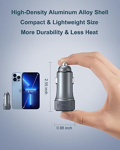 USB C Car Charger 36W, OKRAY Dual USB Car Charger PD3.0&QC3.0 Fast Charging - color: Grey, size: 3-Pack