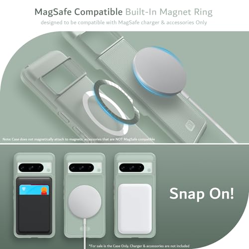 TUDIA MergeGrip [Magsafe Compatible] Designed for Google Pixel 8 Pro Case (2023) - Dual Layer [Military Grade] Shockproof Slim Rugged Tough Heavy Duty Phone Cases - Green Lily - color: Green Lily, size: Magnetic Pixel 8 Pro