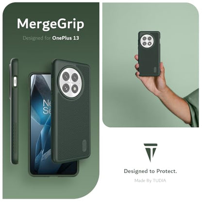 TUDIA MergeGrip [Magsafe Compatible] for OnePlus 13 Case 5G (2025) - [Military Grade Drop Tested] Dual Layer Shockproof Slim Heavy Duty Tough Cover Phone Cases - Pine Green - color: Pine Green, size: Magsafe Compatible