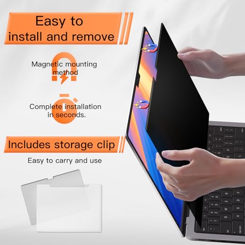 Privacy Screen for MacBook Pro 14 Inch 2021-2026 M5/ M4 /M4 Pro /M4 Max /M3 /M3 Pro /M3 Max /M2 Pro /M2 Max /M1 Pro /M1 Max, Magnetic Removable Anti Blue Light Glare Screen Protector - size: 14 Inch (MacBook Pro 2021-2026)