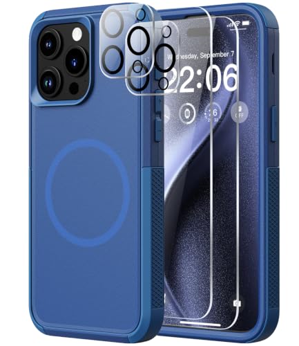 Diverbox for iPhone 15 Pro Max Case - [Compatible with MagSafe] [with Screen Protector ] [Shockproof] [Dropproof] Heavy Duty Protection Phone Case for iPhone 15 Pro Max (Blue) - color: Blue, size: iPhone 15 Pro Max