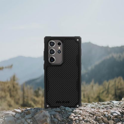 Pelican Shield - Samsung Galaxy S24 Ultra Case [6.8”] [Wireless Charging] [21ft MIL-STD Drop Protection] Phone Case for Samsung Galaxy S24 Ultra - Heavy Duty Cover w/Belt Clip Holster Stand - Carbon - color: Carbon