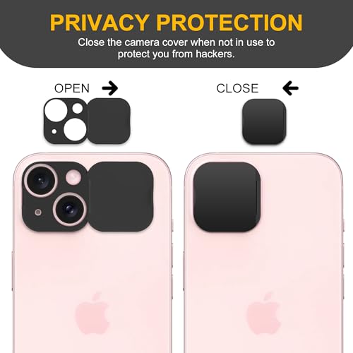 3 Pack Privacy Cover Compatible for iPhone 15/iPhone 15 Plus with 2 Front Camera Privacy Cover, Anti-Spy Camera Cover, Easy-Adhesive Design, Safeguard on iPhone 15/15 Plus.Black - size: iPhone 15/iPhone 15 Plus