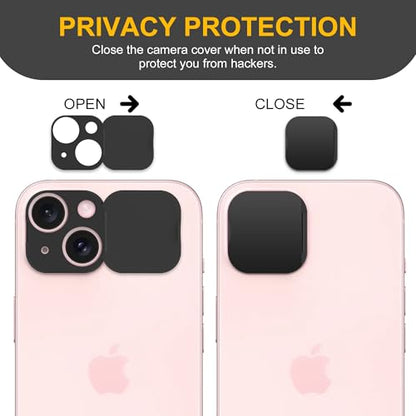 3 Pack Privacy Cover Compatible for iPhone 15/iPhone 15 Plus with 2 Front Camera Privacy Cover, Anti-Spy Camera Cover, Easy-Adhesive Design, Safeguard on iPhone 15/15 Plus.Black - size: iPhone 15/iPhone 15 Plus