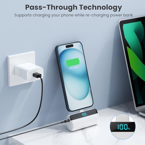 [2-Pack]Mini Portable Charger for iPhone 18/17/16/15,Upgraded 5500mAh PD Fast Charging USB C Power Bank,Travel Essentials Battery Pack for iPhone 18 Pro/18 Pro Max/17 Pro/16/15 Series Galaxy Android - color: A-Black+White