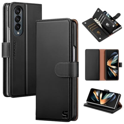 Shieldtop Compatible with Samsung Galaxy Z Fold 4 Wallet Case with Card Holder,Women Man RFID Blocking PU Leather Flip Shockproof Protective Cover Credit Card Holder Slots Kickstand,Black - color: Black, size: Samsung Galaxy Z Fold 4