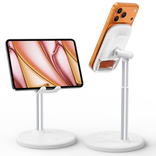 Lamicall Phone Tablet Stand for Desk - White Desktop Holder for iPad Kindle - color: D-White